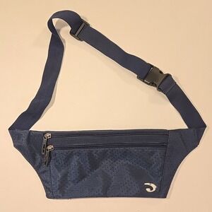 Naoki Running Belt Navy Mesh Waist Pack Reflective Logo Adjustable Strap 13x5"‎